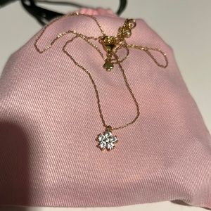 Gold CZ flower necklace